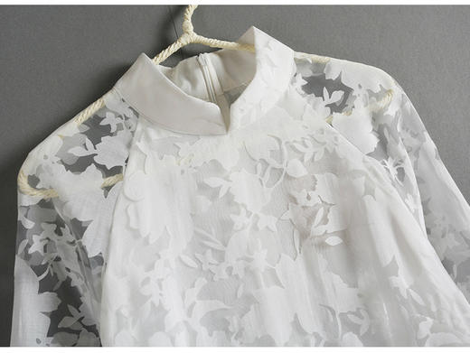 【服饰鞋包】妙生莲夏季女装立领七分袖中国风改良中式修身唐装奥黛旗袍连衣裙 商品图4