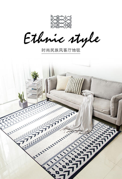 【服饰鞋包】*捷成地毯客厅卧室茶几毯INS时尚民族风家用满铺长方形防滑机洗 商品图1