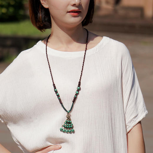 【服饰鞋包】原创民族风长款孔雀项链、孔雀石毛衣链 商品图0
