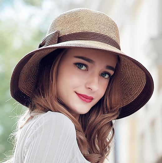 【服饰鞋包】可折叠防晒帽子沙滩太阳帽子女夏天遮阳帽韩版草帽子 商品图1