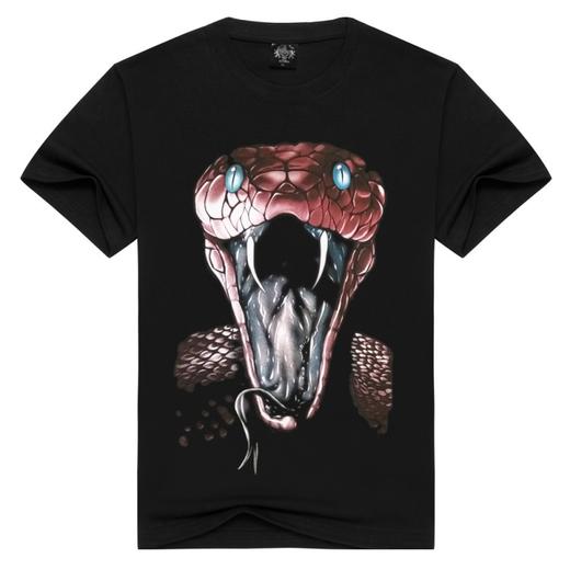 【寒冰紫雨】  时尚潮牌个性原创   恐怖蛇怪男士3dt恤潮男装宽松套头