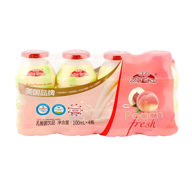 界界乐乳酸菌原味、草莓、芒果、蓝莓、水蜜桃（100ml*4瓶）