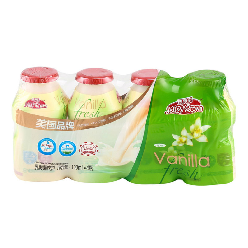 界界乐乳酸菌原味、草莓、芒果、蓝莓、水蜜桃（100ml*4瓶）