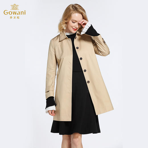 乔万尼风衣女春季简约卡其色欧美风经典百搭外套EB3A246 商品图1