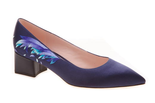 sheme鹤鸣 绣羽 新中式手工刺绣丝绸粗跟舒适宴会女单鞋 商品图2