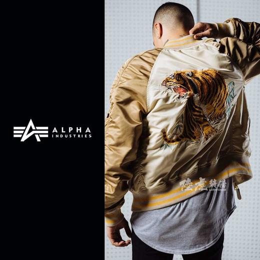 美国进口ALPHA阿尔法MA-1飞行夹克刺绣虎纪念版男女士飞行员外套 商品图0