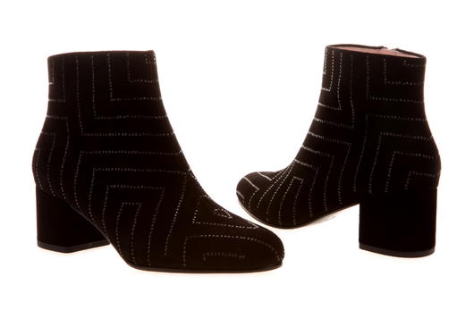 sheme鹤鸣 无尽  反绒 水晶艺术  粗跟时尚女士短靴 商品图5