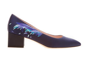 sheme鹤鸣 绣羽 新中式手工刺绣丝绸粗跟舒适宴会女单鞋