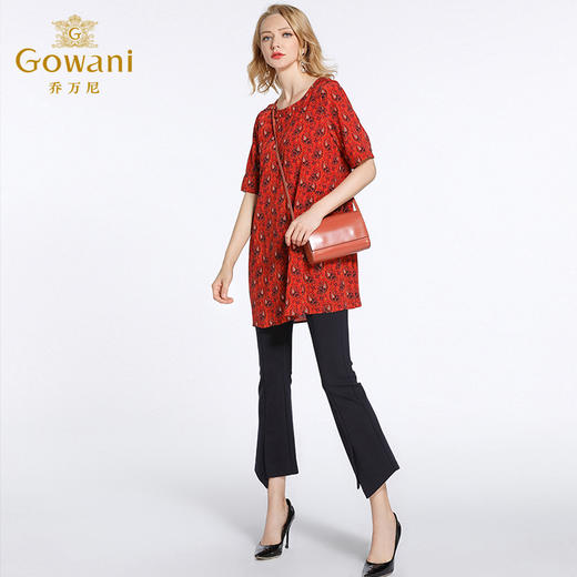 乔万尼夏季桑蚕娃娃衫印花宽松大码真丝小香风上衣EB2C903 商品图2