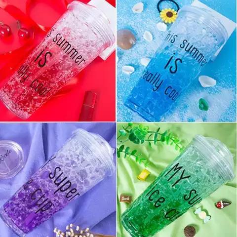 韩国创意夏日碎冰杯  双层冰酷杯带盖水杯吸管女生果汁杯， 商品图4