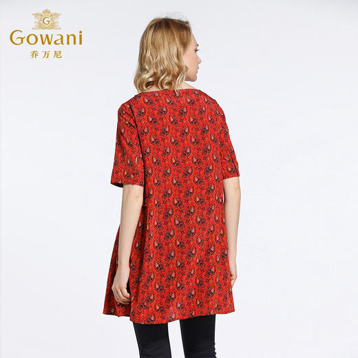 乔万尼夏季桑蚕娃娃衫印花宽松大码真丝小香风上衣EB2C903 商品图3