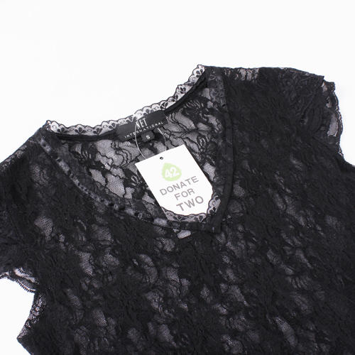 S码黑色蕾丝性感V领女士T恤B21 商品图1