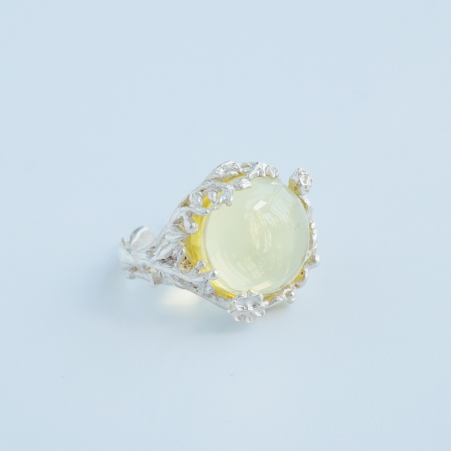 Summer Garden 系列 琥珀 植物戒指○悦物Jewelry