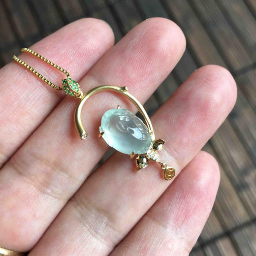 高冰种翡翠金蟾吊坠18k黄金镶嵌 商品图7