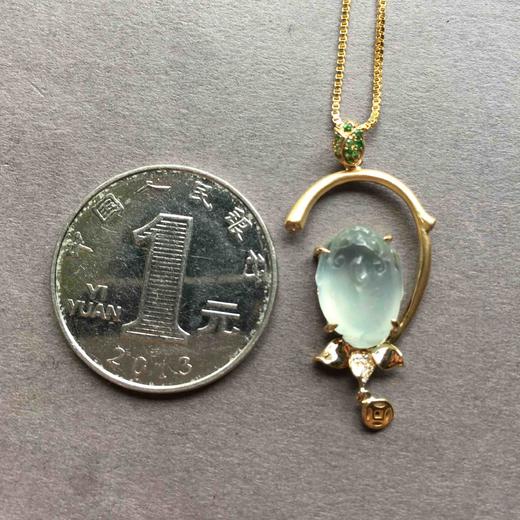 高冰种翡翠金蟾吊坠18k黄金镶嵌 商品图3