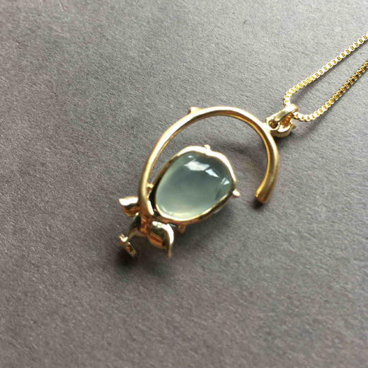 高冰种翡翠金蟾吊坠18k黄金镶嵌 商品图4