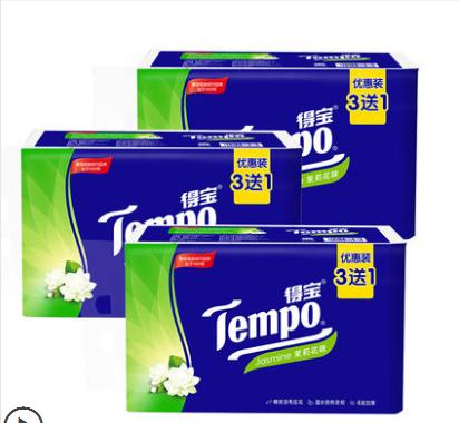 得宝抽取式面巾纸4包装 (茉莉花味) 商品图0