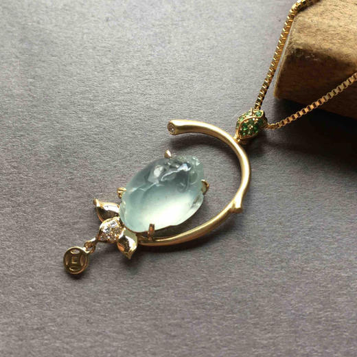 高冰种翡翠金蟾吊坠18k黄金镶嵌 商品图0
