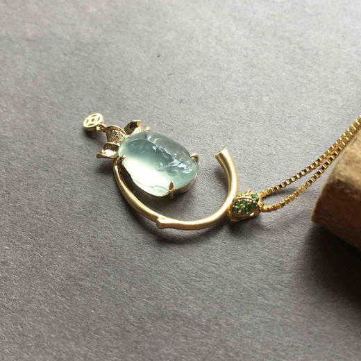 高冰种翡翠金蟾吊坠18k黄金镶嵌 商品图2