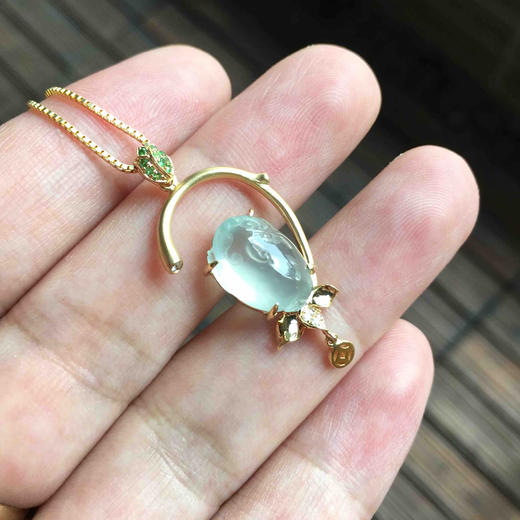 高冰种翡翠金蟾吊坠18k黄金镶嵌 商品图8