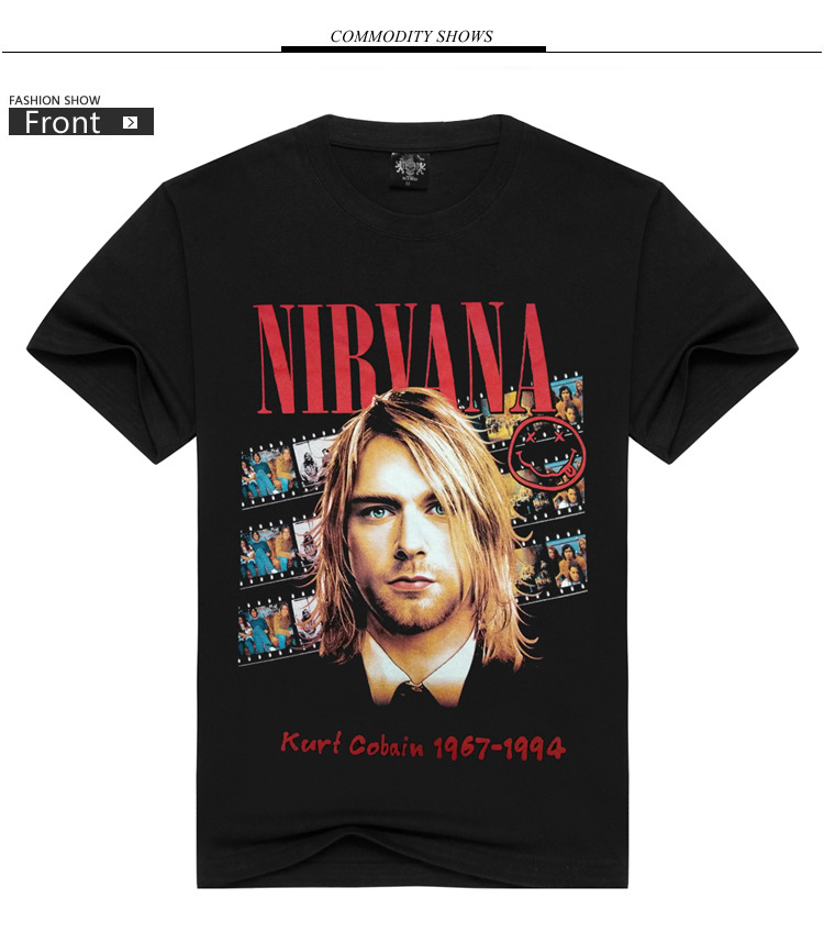 【寒冰紫雨】 时尚潮牌个性原创 nirvana笑脸图案体男士3dt恤潮男装