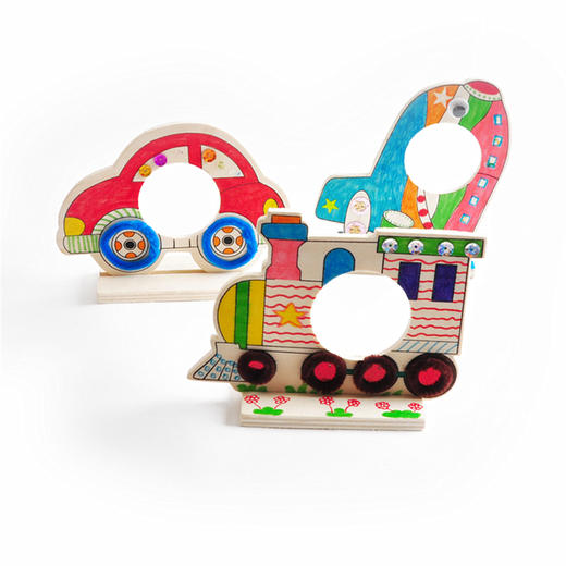 幼儿园课堂手工DIY木质交通工具相框材料包 商品图0