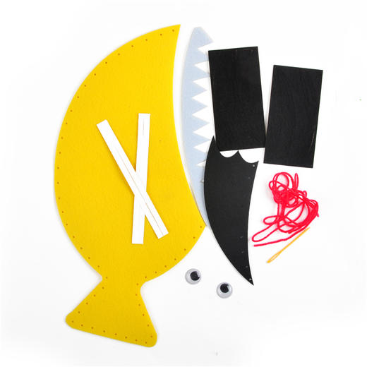 幼儿园课堂手工diy创意美工不织布鲨鱼帽子材料包