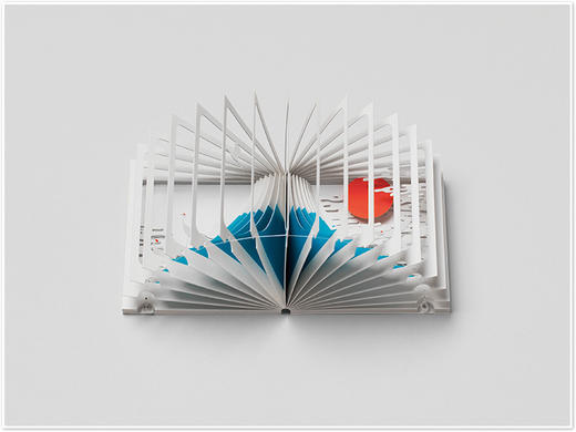 预订立体纸雕书360book富士山