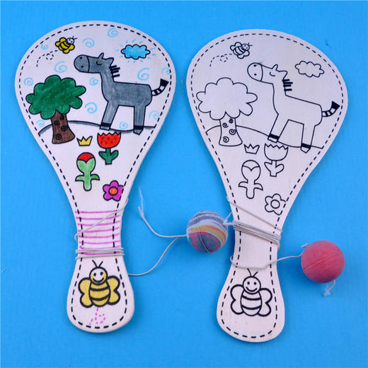 幼儿园课堂手工DIY木质手绘球拍材料包 商品图14