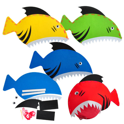 幼儿园课堂手工diy创意美工不织布鲨鱼帽子材料包