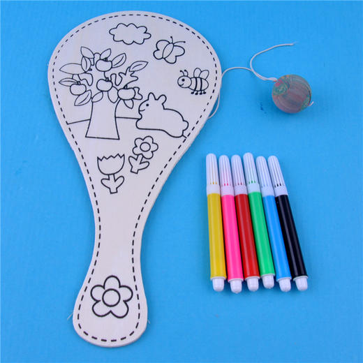 幼儿园课堂手工DIY木质手绘球拍材料包 商品图3