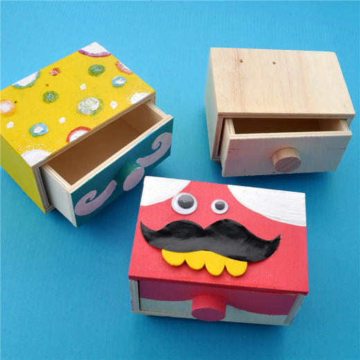 幼儿园课堂手工DIY白胚木质抽屉材料包 商品图0