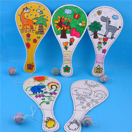 幼儿园课堂手工DIY木质手绘球拍材料包 商品图5