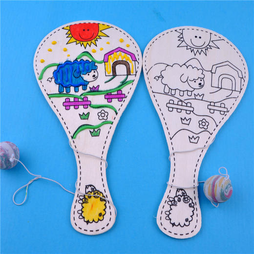 幼儿园课堂手工DIY木质手绘球拍材料包 商品图8