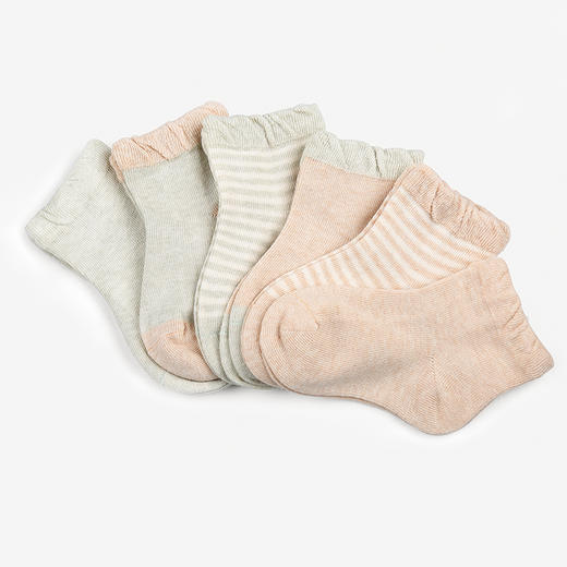 宝宝彩棉袜 天然彩棉纤维 传统手工缝头 蓬松弹力宽松袜口（6双） 商品图2