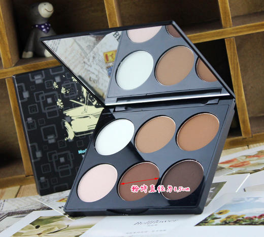 【美妆个护
】美茜儿立体提亮六色修容粉饼 高光阴影组合修容粉 鼻影侧影 商品图7