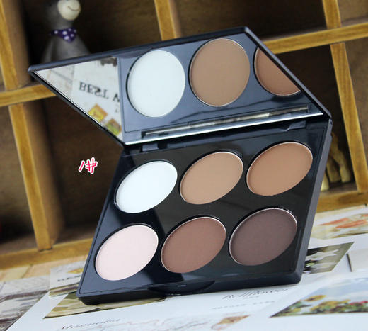 【美妆个护
】美茜儿立体提亮六色修容粉饼 高光阴影组合修容粉 鼻影侧影 商品图3