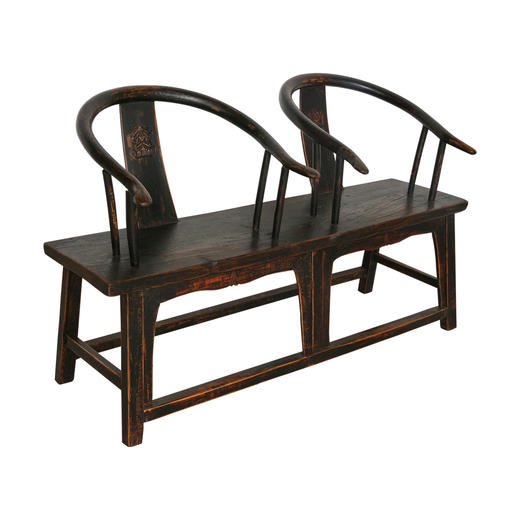 老改榆木古董家具黑连体圈椅圈椅连体椅QB18060005 Modified Elm wood Chair 商品图2