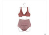【泳衣】*新款少女复古格子豆沙红性感小胸聚拢高腰遮肚显瘦分体泳衣女 商品缩略图0