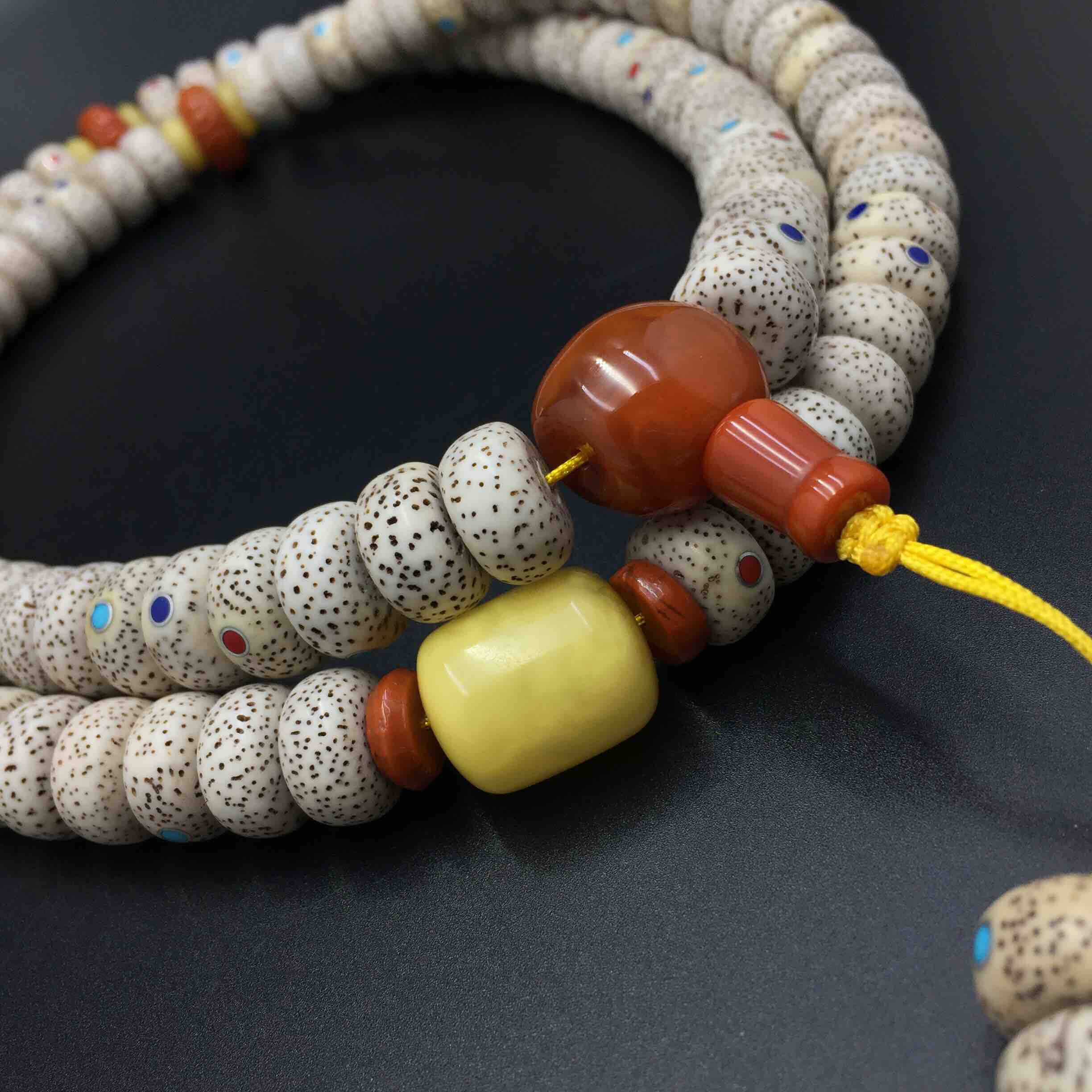 上新镶嵌款星月菩提108搭配原矿蜡桶珠南红回纹珠南红蜜蜡隔片南红