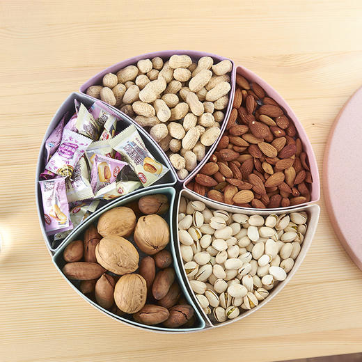 环保小麦秆双层果盒创意双层四叶草干果盘结婚过年零食糖果盘坚果果盒