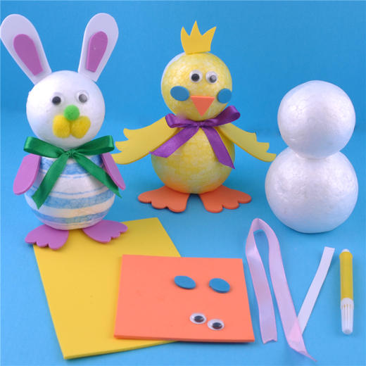 幼儿园课堂手工DIY 小兔和小鸡保利龙材料包 商品图1