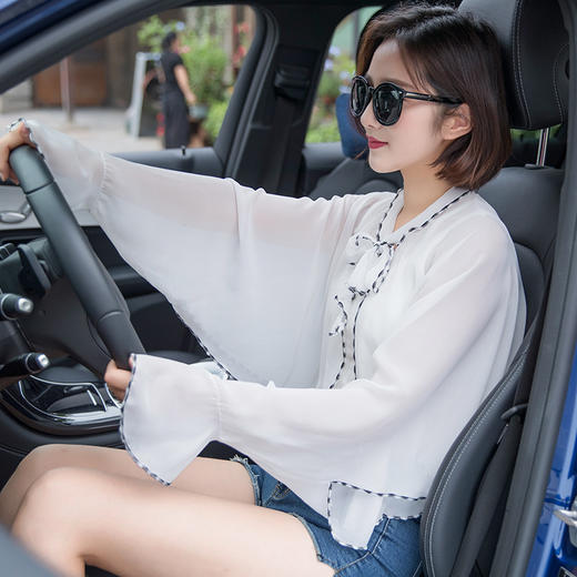 【雪纺披肩防晒衣】夏季纯色雪纺披肩防晒衣 户外骑车斗篷遮阳防晒袖套 商品图2