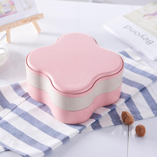 【环保小麦秆双层果盒】创意双层四叶草干果盘 结婚过年零食糖果盘坚果果盒 商品图2