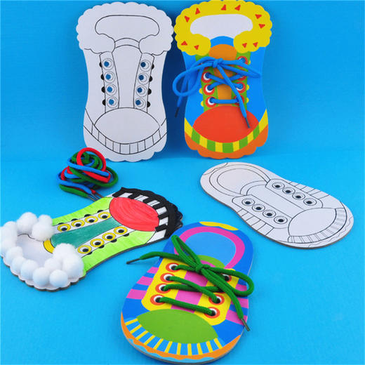 【美可—生活区】幼儿园课堂手工DIY创意手工 穿鞋带材料包 商品图1