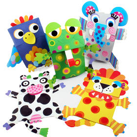 【美可—表演区】动物纸袋手偶材料包幼儿园课堂手工DIY创意手工