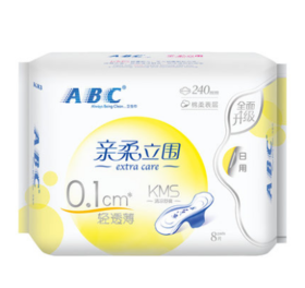 ABC亲柔立围日用轻透薄棉柔卫生巾240mm8片装