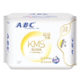 ABC超吸纤薄清凉舒爽绵柔日用卫生巾240mm8片装
