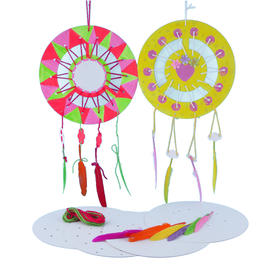 羽毛风铃MEi KE正品幼儿园手工制作装饰材料DIY绘画毛线缝制玩具