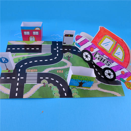 路面上的交通 幼儿园课堂手工DIY涂色小汽车创意手工 商品图3